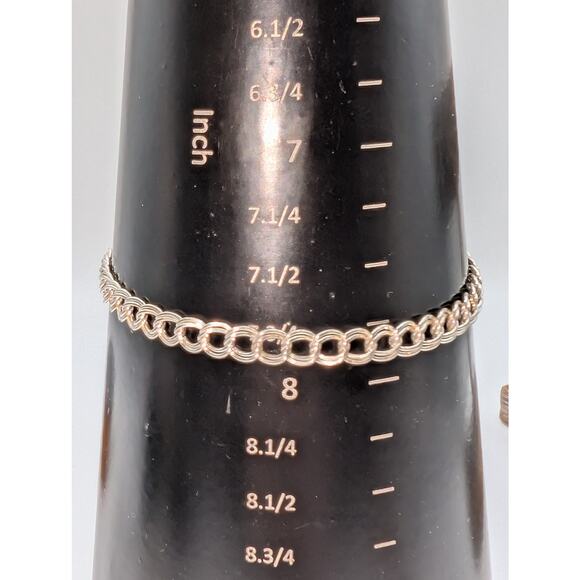 925 Sterling Silver Double Curb Link Chain 5mm 8" Charm Bracelet - Picture 7 of 8